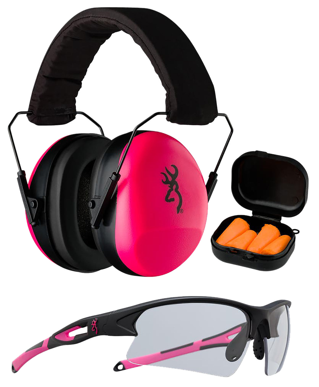Browning Women's Range Protection Kit with Glasses and Earmuffs 27dB NRR Pink/Black