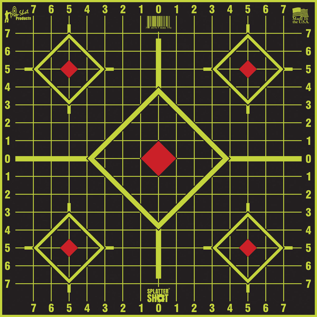 Pro-Shot SplatterShot Self-Adhesive Sight-In 5-Diamond Targets Black and Green 17.75" 5 Pack