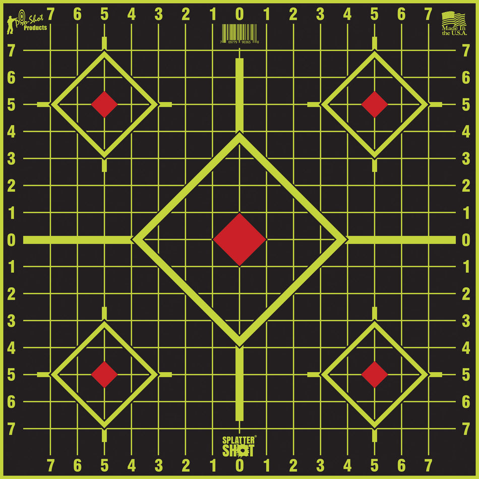 Pro-Shot SplatterShot Self-Adhesive Sight-In 5-Diamond Targets Black and Green 17.75" 5 Pack