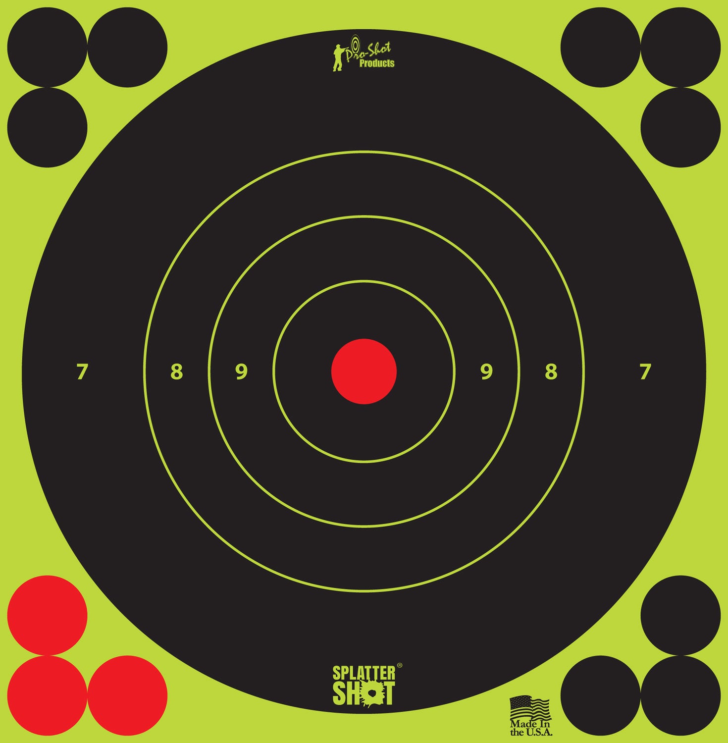 Pro-Shot SplatterShot Self-Adhesive 6 Inch Bullseye Target Black and Green 12 Pack
