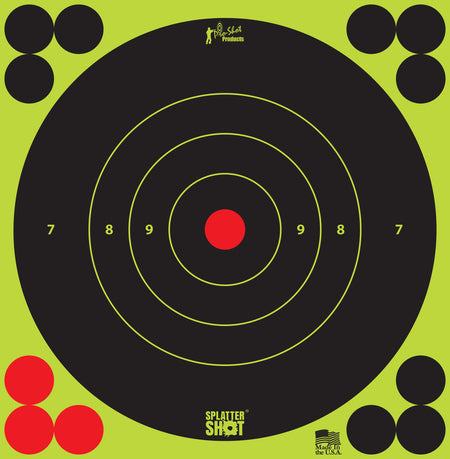 Pro-Shot SplatterShot Self-Adhesive 6 Inch Bullseye Target Black and Green 12 Pack