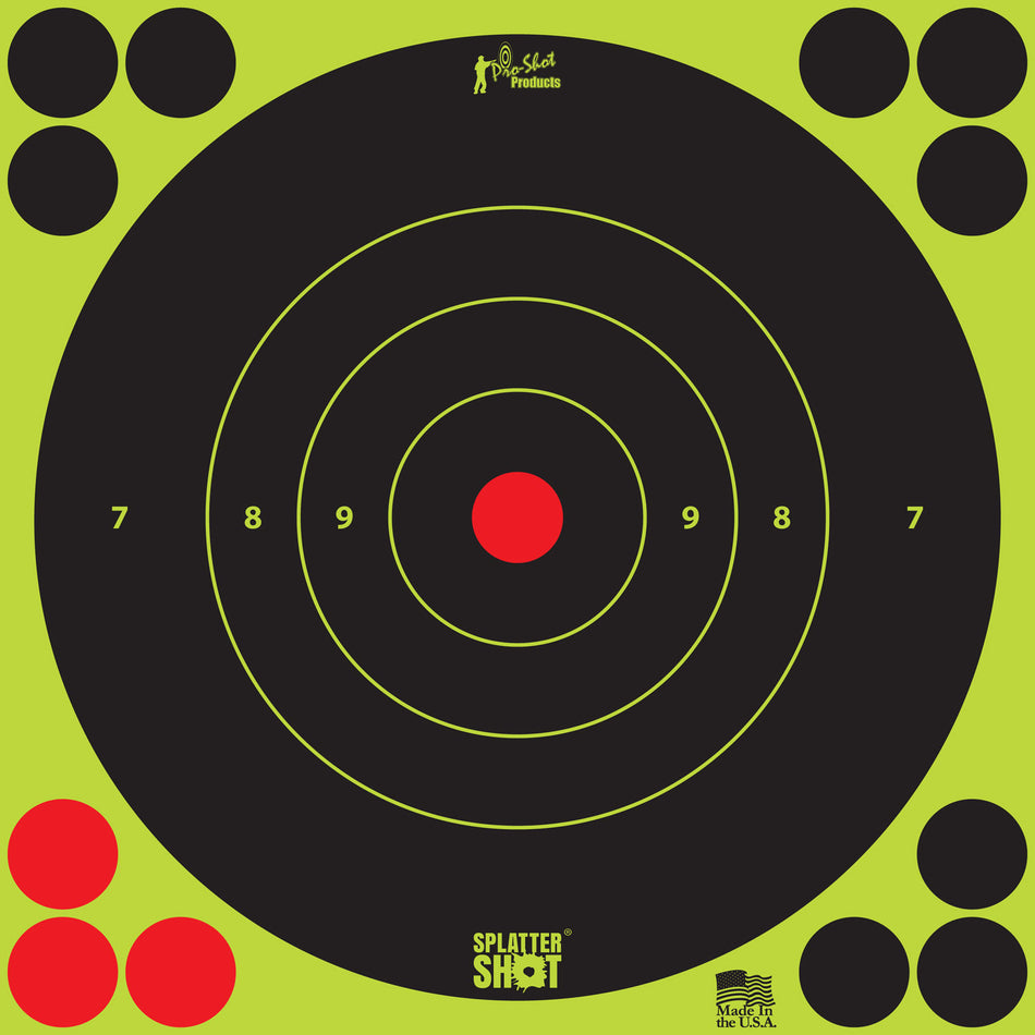 Pro-Shot SplatterShot Self-Adhesive 8 Inch Bullseye Targets Black and Green 6 Pack