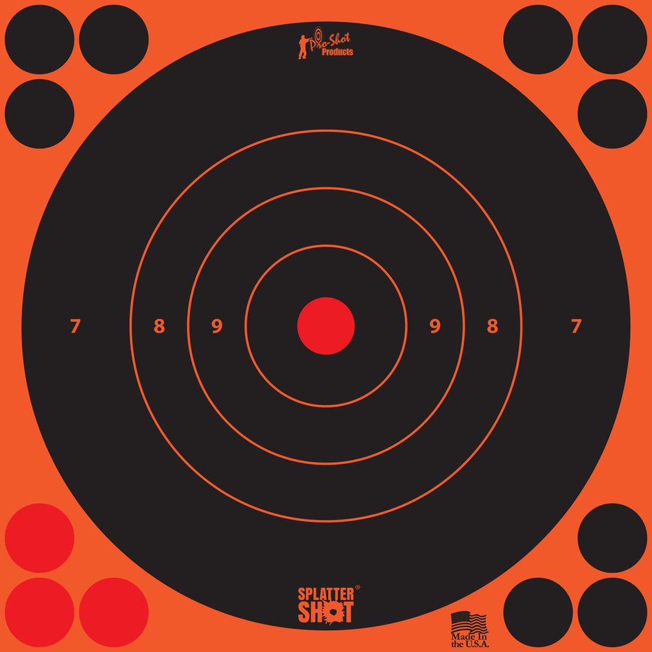 Pro-Shot SplatterShot Self-Adhesive 8 Inch Bullseye Targets Black and Orange 6 Pack