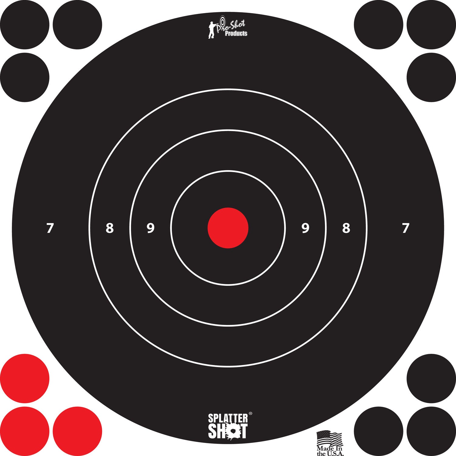 Pro-Shot SplatterShot Self-Adhesive 8 Inch Bullseye Targets Black and White 6 Pack