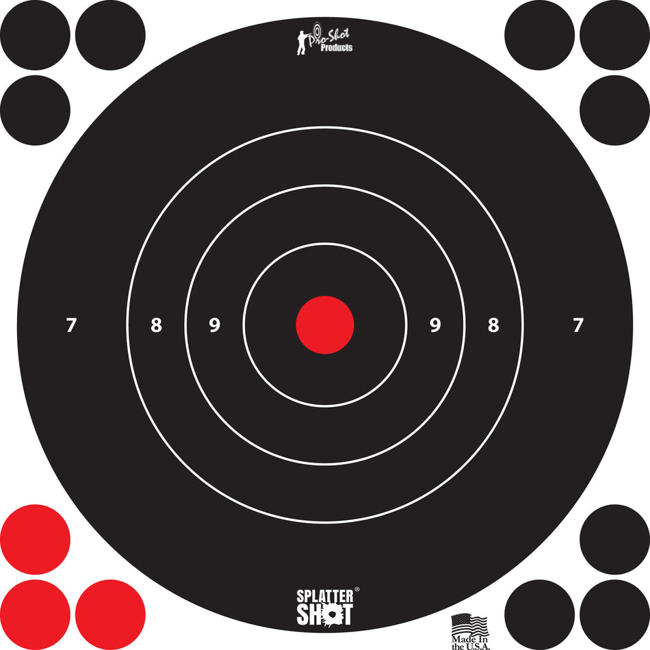 Pro-Shot SplatterShot Self-Adhesive 8 Inch Bullseye Targets Black and White 6 Pack