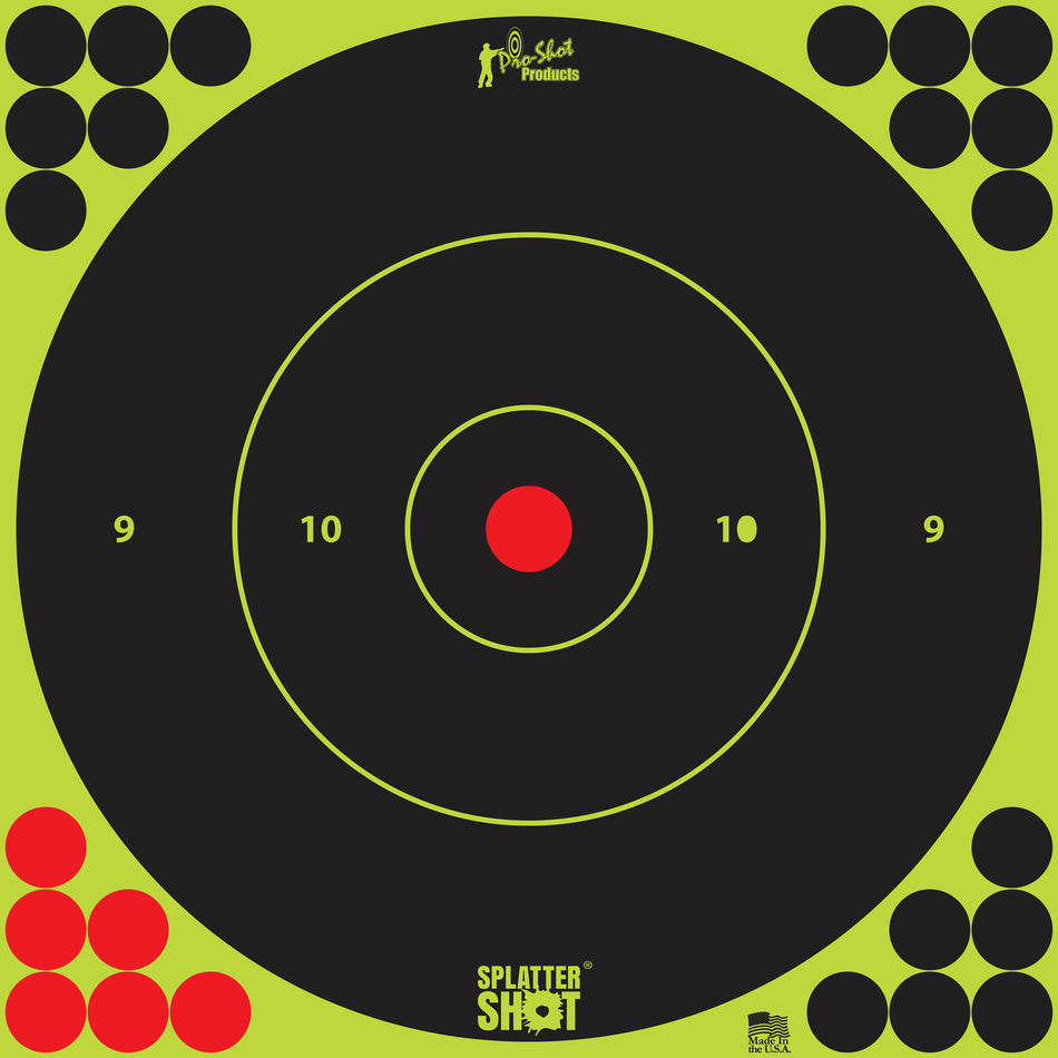 Pro-Shot SplatterShot Self-Adhesive 12 Inch Bullseye Targets Black and Green 5 Pack