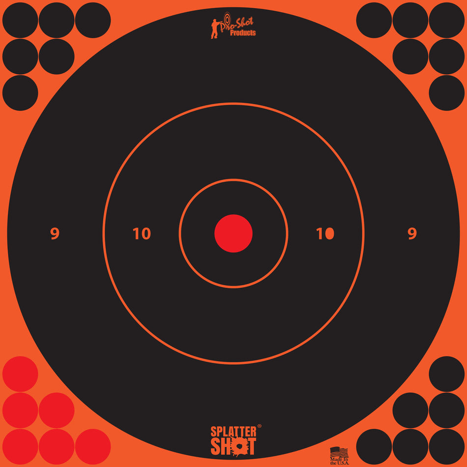 Pro-Shot SplatterShot 12" Orange Splatter Bullseye Paper Target, Self-Adhesive, 5-Pack