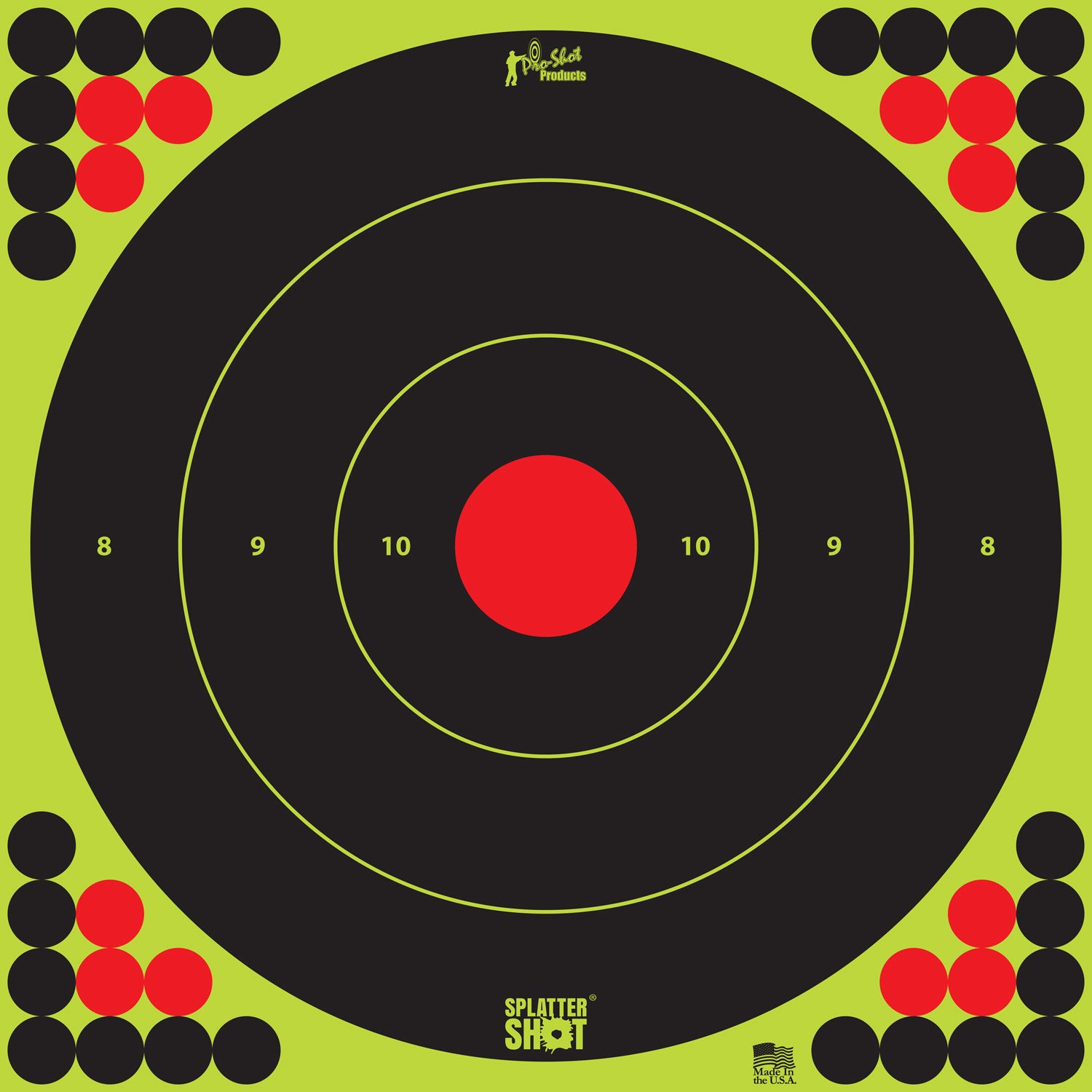 Pro-Shot SplatterShot Self-Adhesive 17.25 Inch Long Range Bullseye Targets Black Green Red 5 Pack