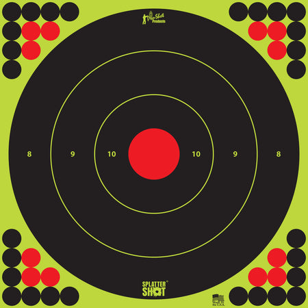 Pro-Shot SplatterShot Self-Adhesive 17.25 Inch Long Range Bullseye Targets Black Green Red 5 Pack