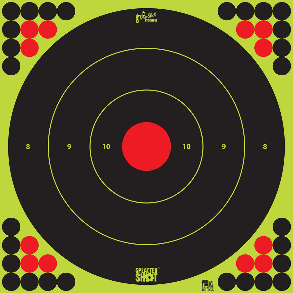 Pro-Shot SplatterShot Self-Adhesive 17.25 Inch Long Range Bullseye Targets Black Green Red 5 Pack