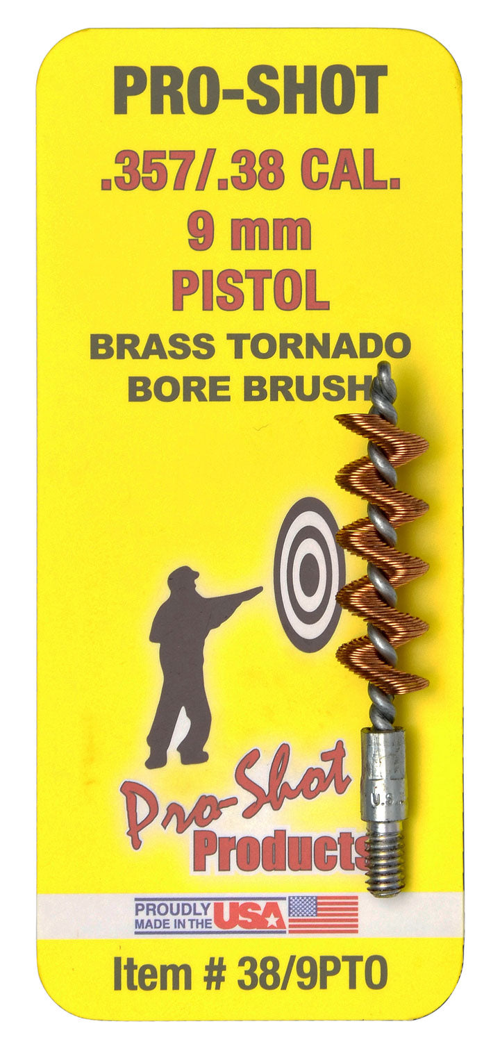 Pro-Shot 389PTO Brass Spiral Wound Tornado Bore Brush .38/9mm Pistol #8-32 Thread