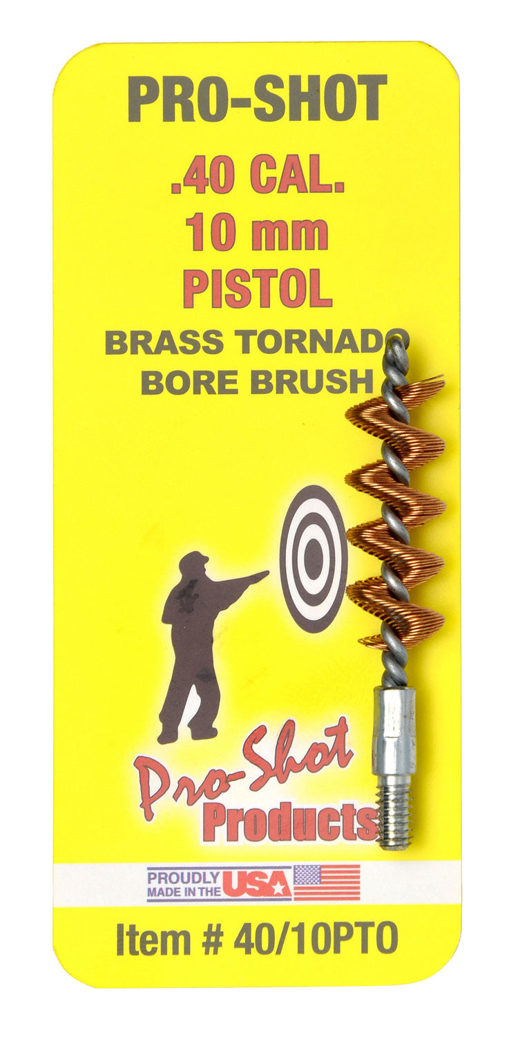 Pro-Shot 4010PTO Brass Spiral Wound Tornado Bore Brush .40/10mm Cal Pistol #8-32 Thread