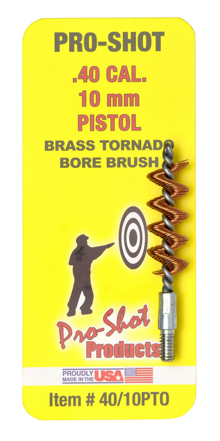 Pro-Shot 4010PTO Brass Spiral Wound Tornado Bore Brush .40/10mm Cal Pistol #8-32 Thread
