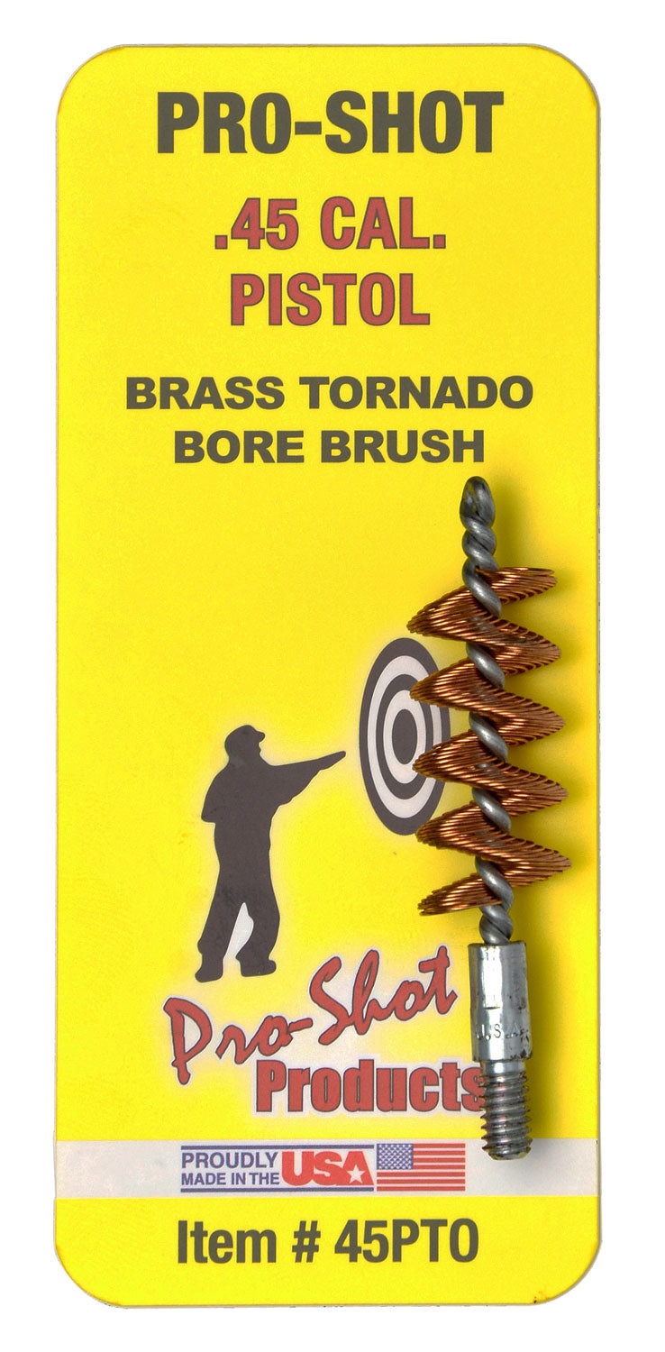 Pro-Shot 45PTO Brass Spiral Wound Tornado Bore Brush .45 Cal Pistol #8-32 Thread