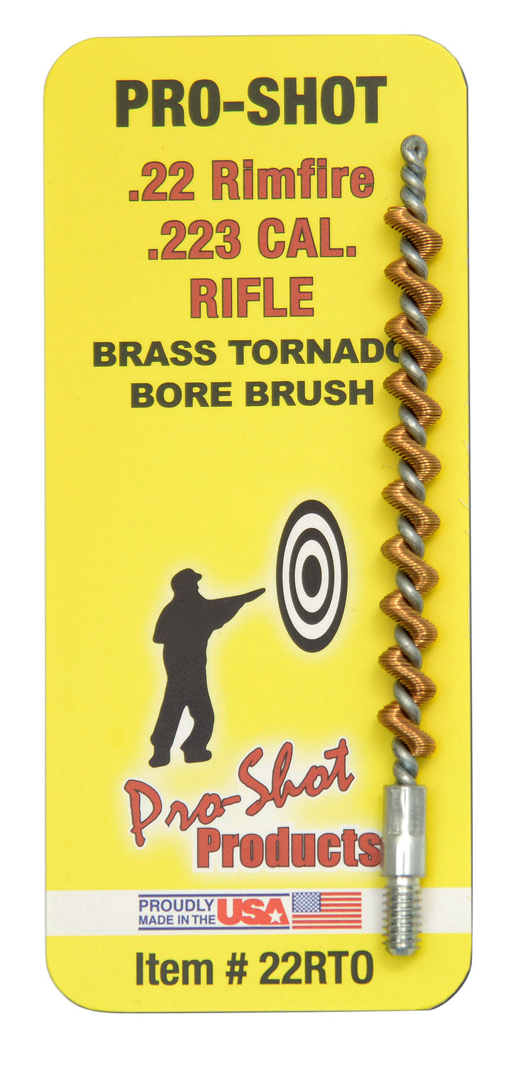 Pro-Shot 22RTO Brass Spiral Wound Tornado Bore Brush .22/.223/5.56mm Rifle #8-32 Thread