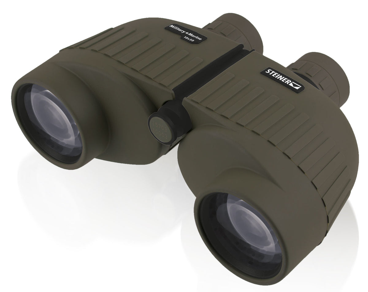 Steiner Military-Marine 10x50mm Porro Prism Binoculars 2035, Sports-Auto Focus, OD Green Makrolon w/Rubber Armor