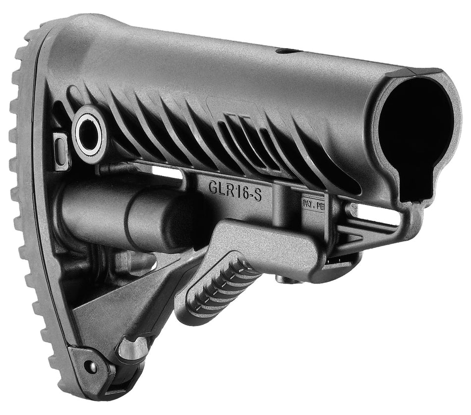 FAB Defense GLR-16 Fixed Buttstock AR-15/M4 Black Polymer Anti-Rattle Mil-Spec and Commercial Buffer Tubes