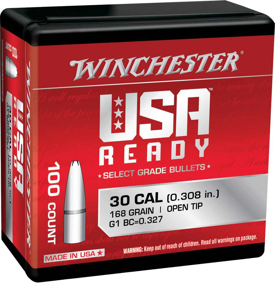 Winchester WBR30168 308 Win 168gr Open Tip Centerfire Rifle Bullets 100/Box