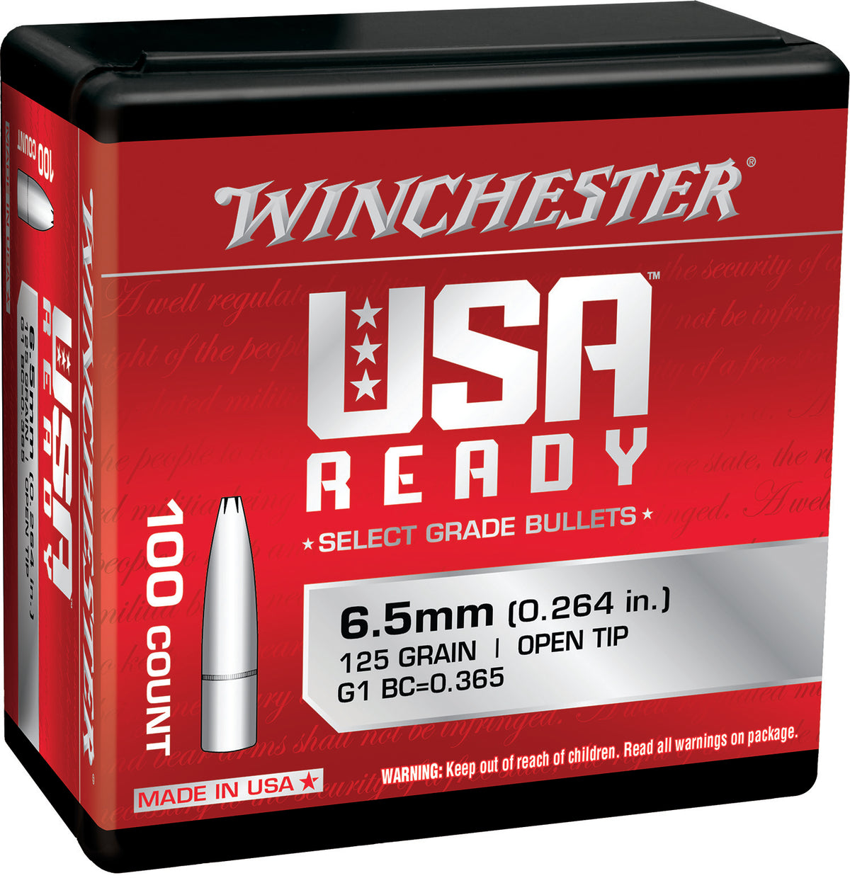 Winchester WBR65125 6.5 Creedmoor 125gr Open Tip Centerfire Rifle Bullets 100/Box