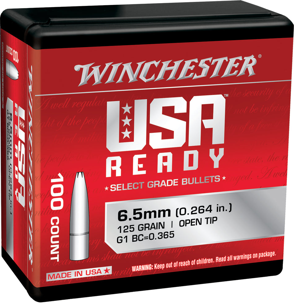 Winchester WBR65125 6.5 Creedmoor 125gr Open Tip Centerfire Rifle Bullets 100/Box