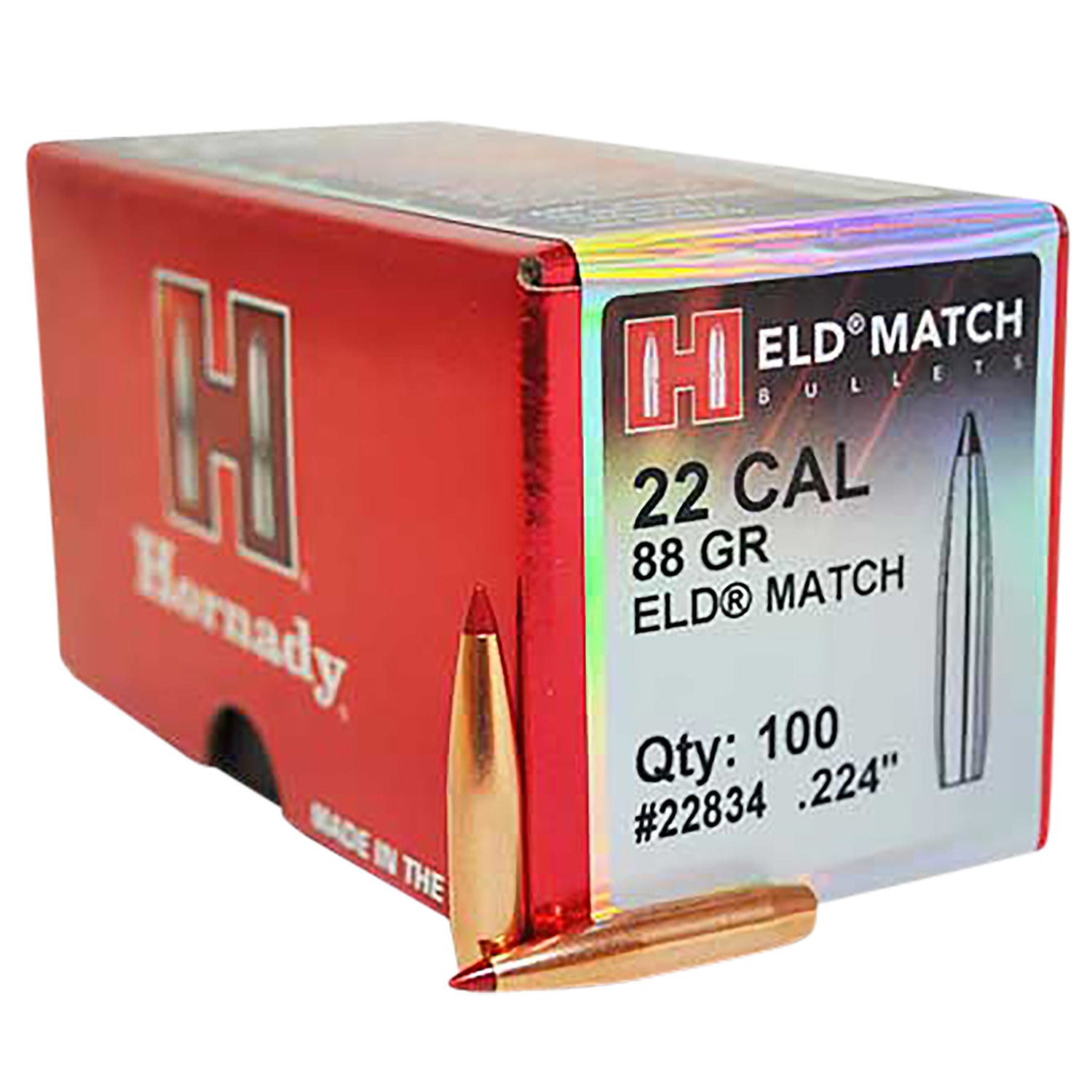 Hornady ELD Match 22 Cal .224 88gr Extremely Low Drag Match Bullets 100/Box