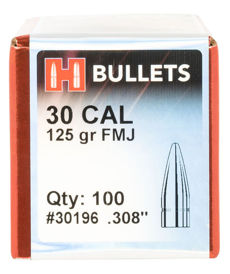 Hornady 30196 FMJ 30 Cal .308 125 gr Full Metal Jacket Rifle Bullets 100/Box