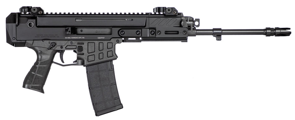 CZ-USA 91452 Bren 2 MS 5.56x45mm NATO Caliber with 14.17" Barrel, 30+1 Capacity, Overall Black Finish, Carbon Fiber Receiver, Ambi Mag Release, Stippled Black Polymer Grip Right Hand