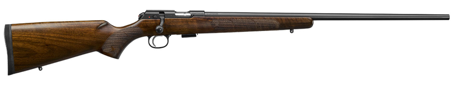 CZ-USA 02312 CZ 457 American Full Size 17 HMR 5+1 24" Black Nitride Black Nitride Steel Receiver Turkish Walnut Fixed American Style Stock Right Hand