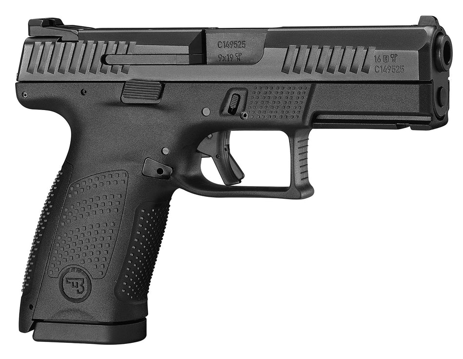 CZ-USA 91531 P-10 C Compact Frame 9mm Luger 15+1 4.02" Black Stainless Steel Barrel, Black Nitride Serrated Steel Slide, Black Polymer Frame w/Picatinny Rail, Interchangeable Backstrap Grip