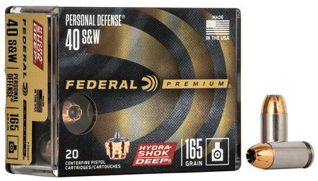 Federal Premium Personal Defense Hydra-Shok Deep Hollow Point 165 Grain .40 S&W 1050 fps