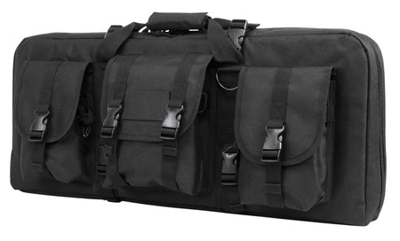 NcStar VISM Deluxe SubGun Double Pistol Case CVCPD2962B28 28" Black PVC with Exterior Storage & Zippers