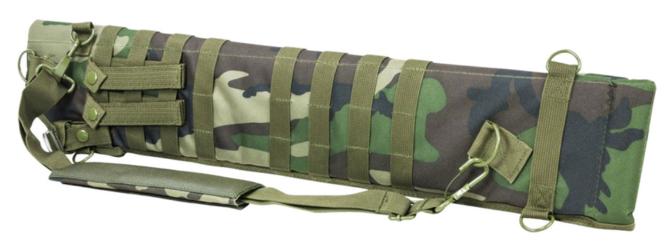 NcStar VISM Shotgun Scabbard CVSCB2917WC Woodland Camo 600D PVC with D-Rings & MOLLE Webbing