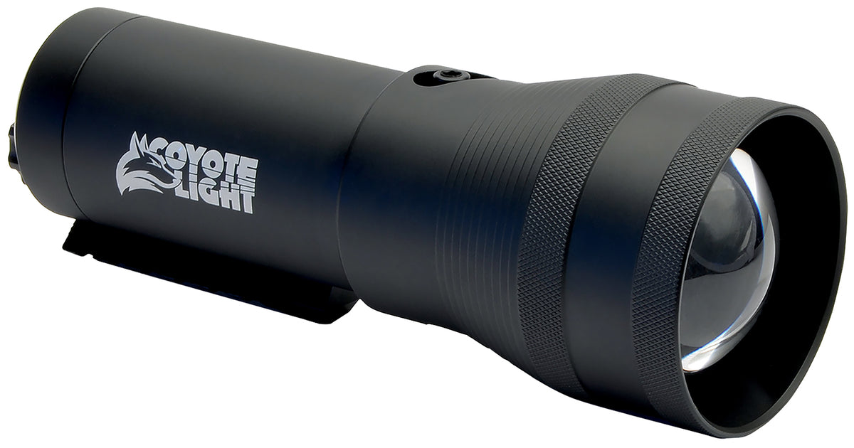 Coyote Light Pro Red Matte Black Adjustable Focus LED Hunting Light with Integrated Rail