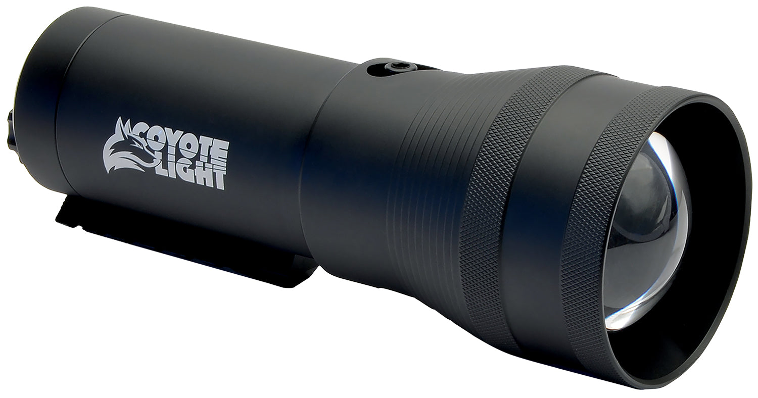 Coyote Light Pro Red Matte Black Adjustable Focus LED Hunting Light with Integrated Rail