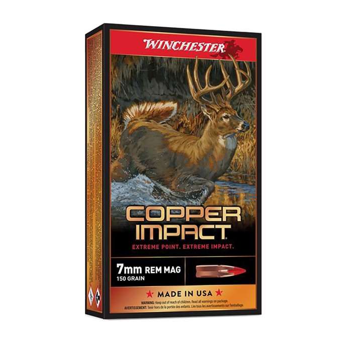 Winchester COPPER IMPACT 7mm Remington Mag 150 grain Copper Extreme Point Lead-Free ammunition