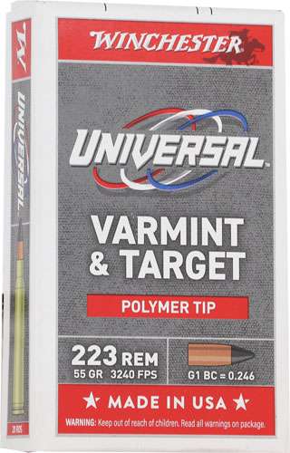 Winchester Varmint and Target .223 Remington 55 grain Polymer Tip ammunition