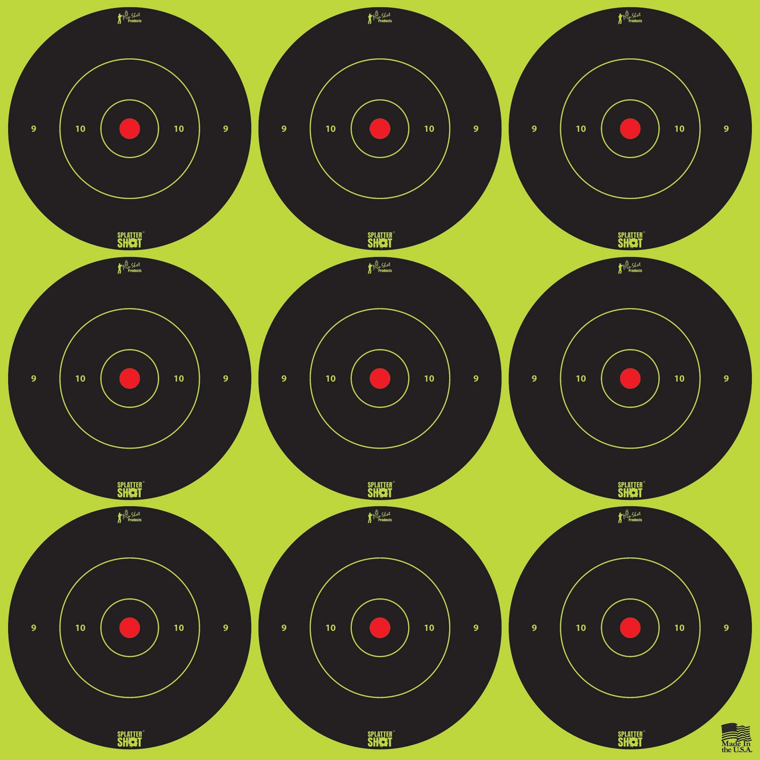 Pro-Shot SplatterShot Self-Adhesive Bullseye Paper Target Black/Green 2" 108 Peel & Stick Targets