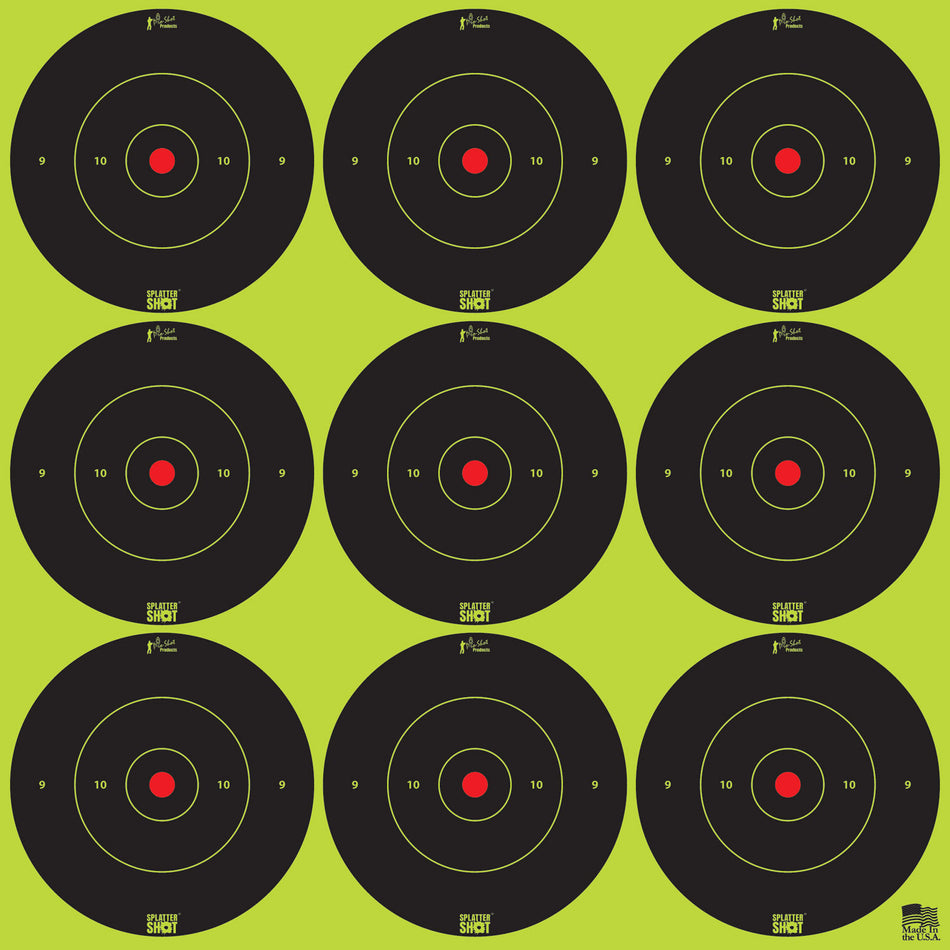Pro-Shot SplatterShot Self-Adhesive Bullseye Paper Target Black/Green 2" 108 Peel & Stick Targets