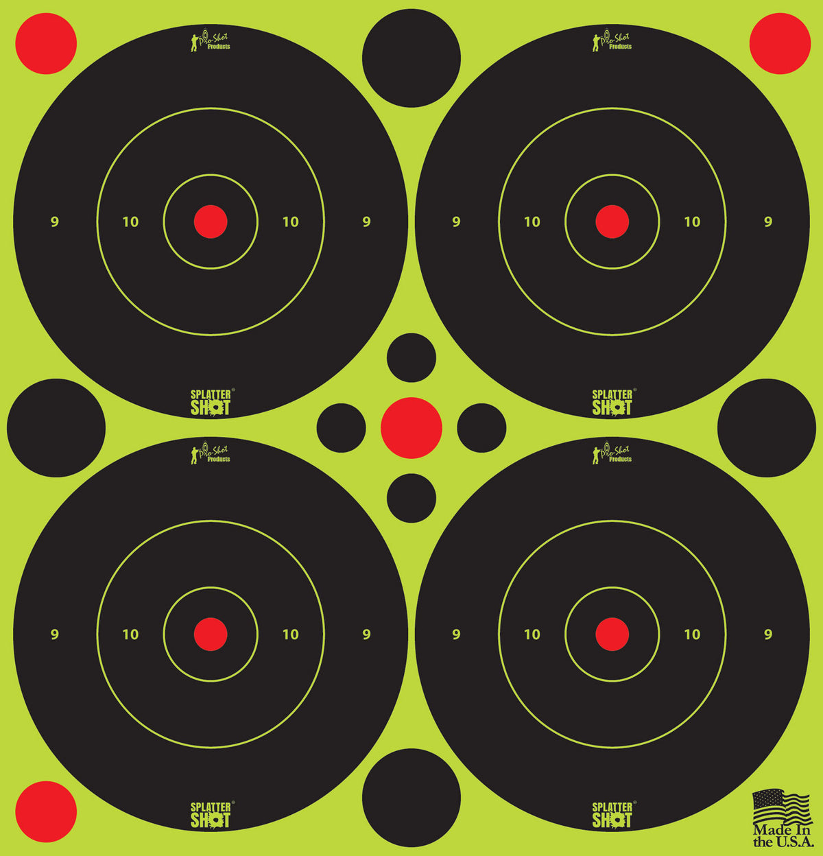 Pro-Shot SplatterShot Self-Adhesive 3 Inch Bullseye Targets Black and Green 48-Target Pack