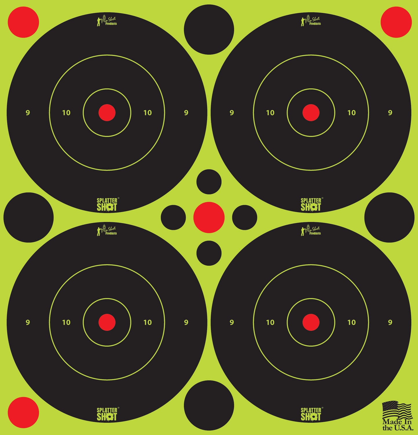 Pro-Shot SplatterShot Self-Adhesive 3 Inch Bullseye Targets Black and Green 48-Target Pack