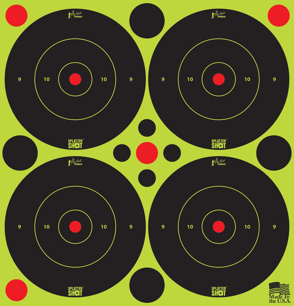 Pro-Shot SplatterShot Self-Adhesive 3 Inch Bullseye Targets Black and Green 48-Target Pack