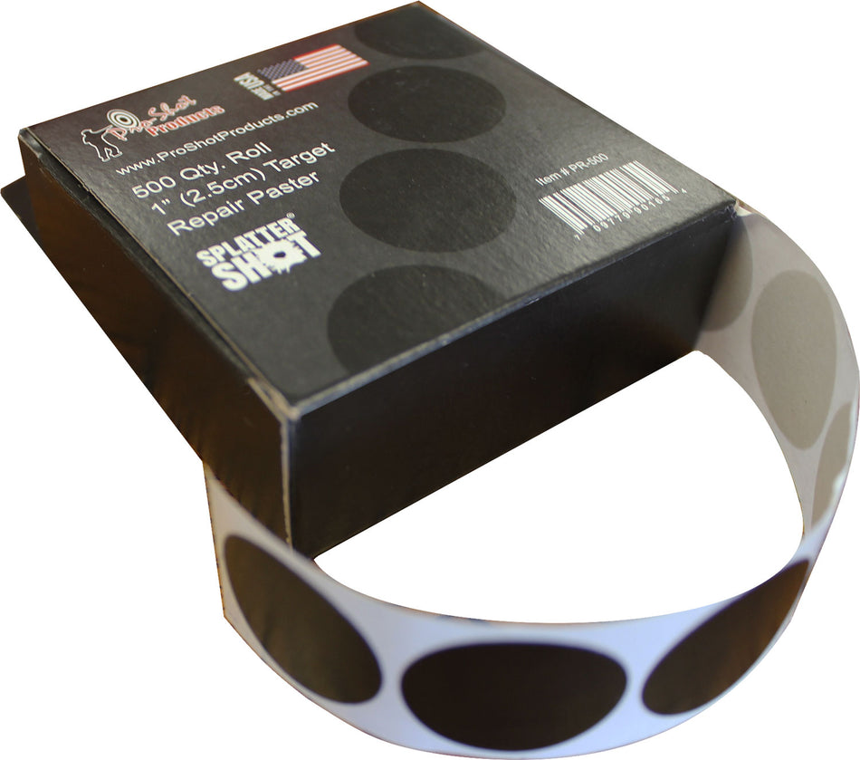 Pro-Shot SplatterShot Self-Adhesive 1" Black Repair Pasters 500 Per Roll