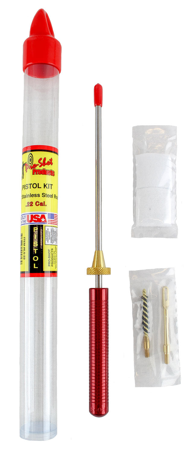 Pro-Shot .22 Caliber Pistol Starter Series Cleaning Kit with Stainless Steel Rod and Tube Case