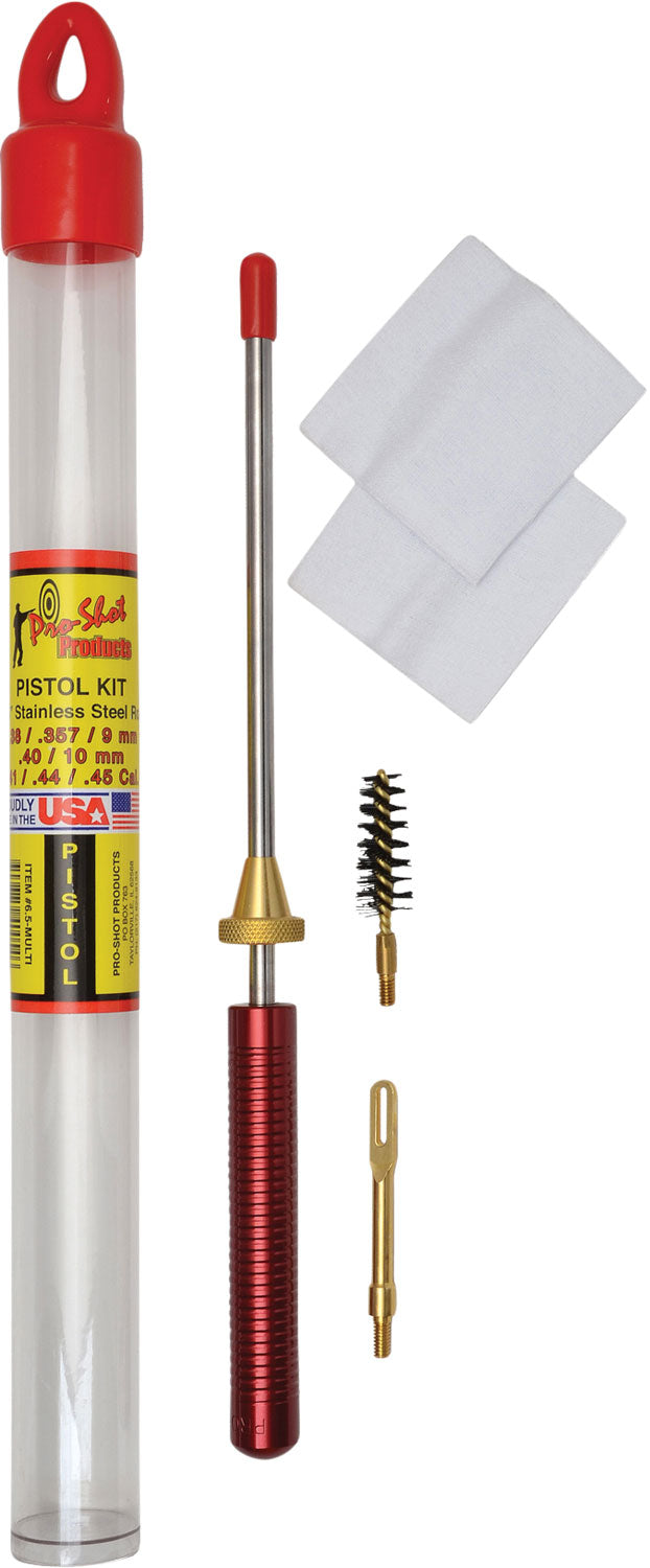 Pro-Shot .38 to .45 Caliber Pistol Starter Cleaning Kit with Bore Brush and Reusable Tube