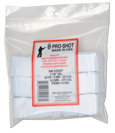 Pro-Shot 118500 1.125" Square Cotton Flannel Cleaning Patches .22/.270 Caliber 500 Pack