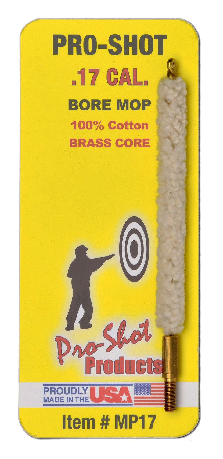 Pro-Shot 100% Cotton Bore Mop .17 Caliber Rifle Brass Core #5-40 Thread
