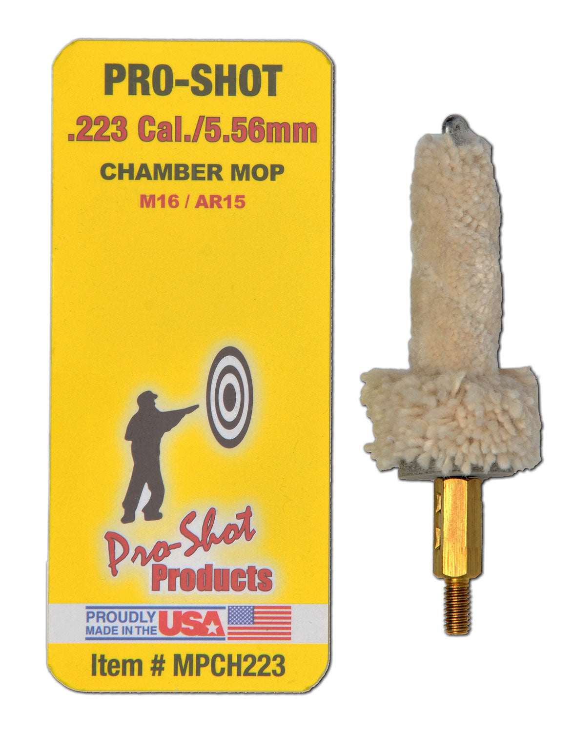 Pro-Shot .223/5.56mm AR Platform Military Style Cotton Chamber Mop Brass Core #8-32 Thread
