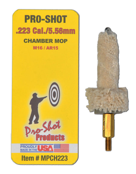 Pro-Shot .223/5.56mm AR Platform Military Style Cotton Chamber Mop Brass Core #8-32 Thread