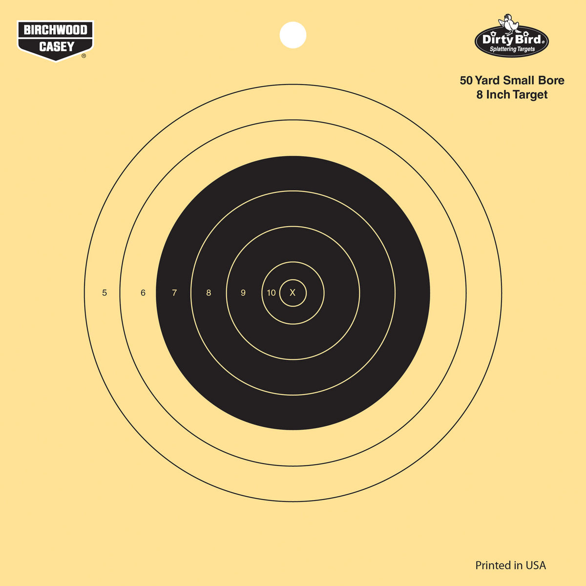 Birchwood Casey Dirty Bird 8" Bullseye Target Tagboard Hanging 50 yds Rifle Black/Yellow 25 Per Pkg