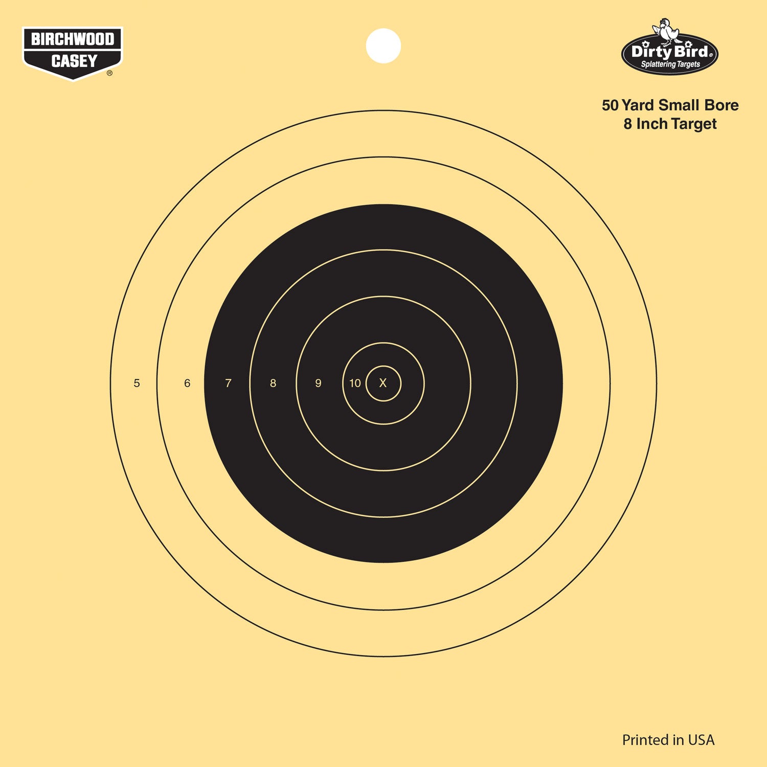 Birchwood Casey Dirty Bird 8" Bullseye Target Tagboard Hanging 50 yds Rifle Black/Yellow 25 Per Pkg